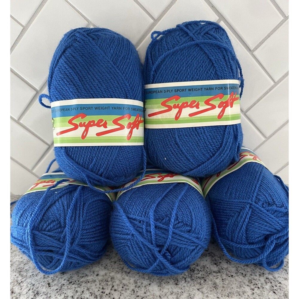 Vintage Lana Moro Super Soft 3 Blue Yarn 3 Ply Sport Acrylic Lot of 5 NOS